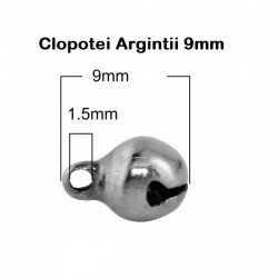 Clopotel Argintiu 9x6mm *20buc*