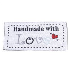 Eticheta textila tesuta Hand Made With Love